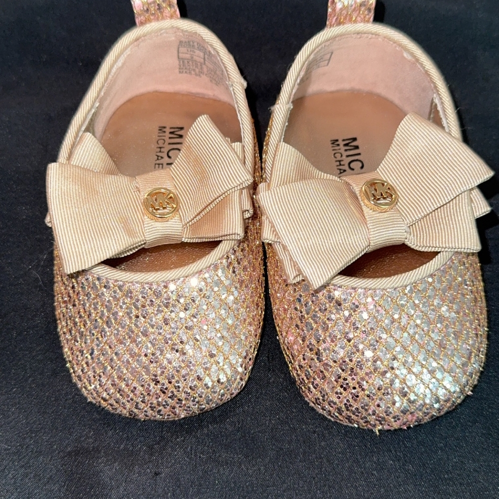 Michael Kors Gold Glitter Kids Shoes EUC